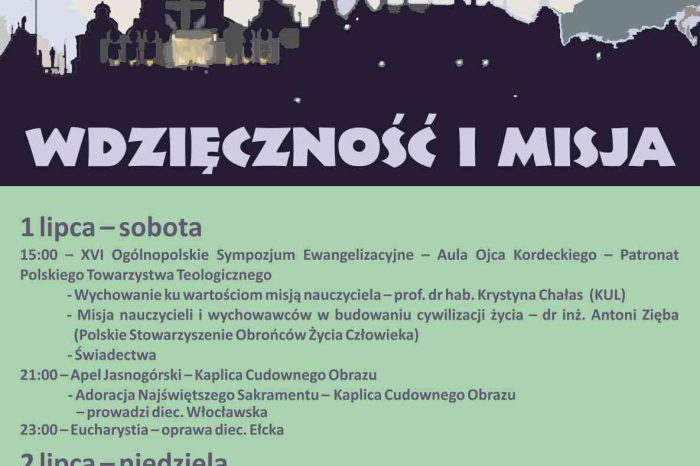 Serdecznie zapraszam na 80. Ogólnopolską Pielgrzymkę Nauczycieli i Wychowawców na Jasną Górę (1-2 lipca 2017)
